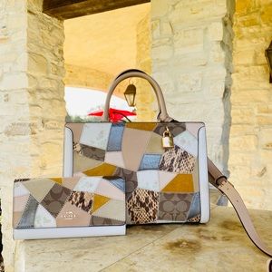 Coach Zoe Patchwork zip Satchel&wallet set NWT Gift Present